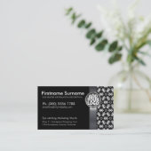 Tribal Schwarz-weiß Batik mit Logos Business Cards Visitenkarte (Stehend Vorderseite)