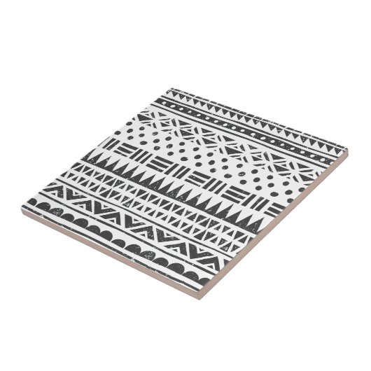 Tribal Schwarz-weiß Moderne Abstrakte Formen Fliese (Seite)