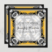 Tribal Schwarz-weiß + Yellow Vow Renewites Einladung (Vorne/Hinten)