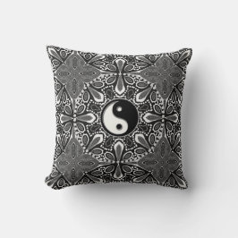 Tribal Schwarz-weiß Yin Yang Geometric Cushion Kissen