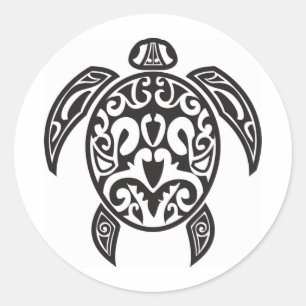 Tribal Sea Turtle Runder Aufkleber