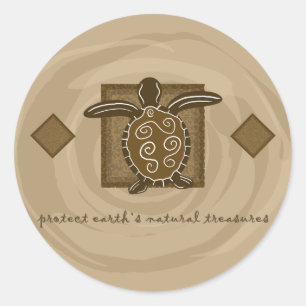 Tribal Sea Turtle Runder Aufkleber