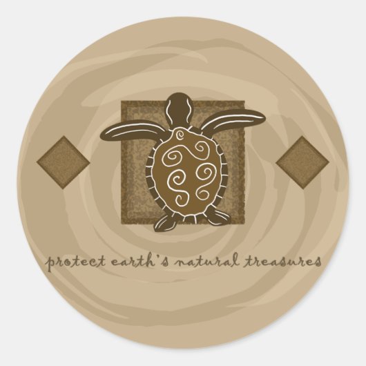 Tribal Sea Turtle Runder Aufkleber (Vorderseite)