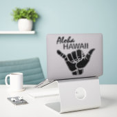 TRIBAL SHAKA (Hang LOOSE) - ALOHA HAWAII Blk Aufkleber (Laptop auf Schreibtisch)