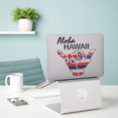 TRIBAL SHAKA (HANG LOOSE) ALOHA HAWAII HIFLAG TRBL AUFKLEBER (Laptop auf Schreibtisch)