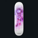 *~* Tribal Shamanic Sacred Dream Catcher Shaman Skateboard<br><div class="desc">* Western BOHO American Watercolor Abstrakte Dream Catcher Tour mit hübschen Feathers als Shamanic-Symbol für einen amerikanischen Spirituellen Heiler oder BOHEMIAM Design. * * *** Die Farben sind LILA und PINK MAGENTA. Es gibt Raum für Social Media-Informationen. Dieses temperamentbasierte, beliebte boho kreative abstrakte moderne Träumerei- und Feathers-Design wird höchstwahrscheinlich von...</div>