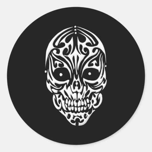 Tribal Skull Runder Aufkleber (Vorderseite)