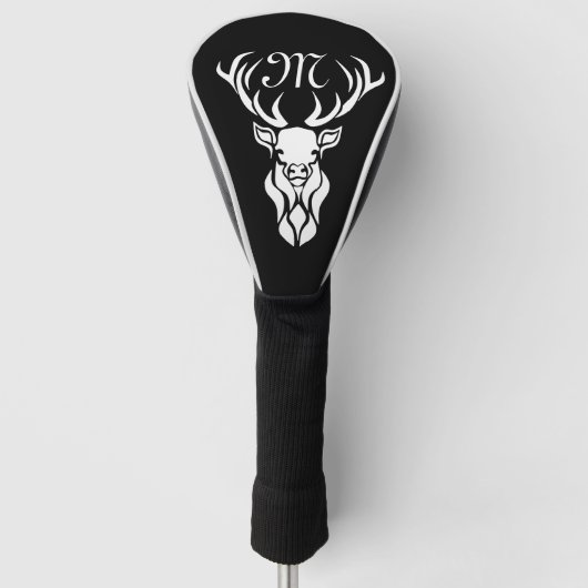 Tribal Snow Stag White Silhouette Golf Headcover (Vorderseite)