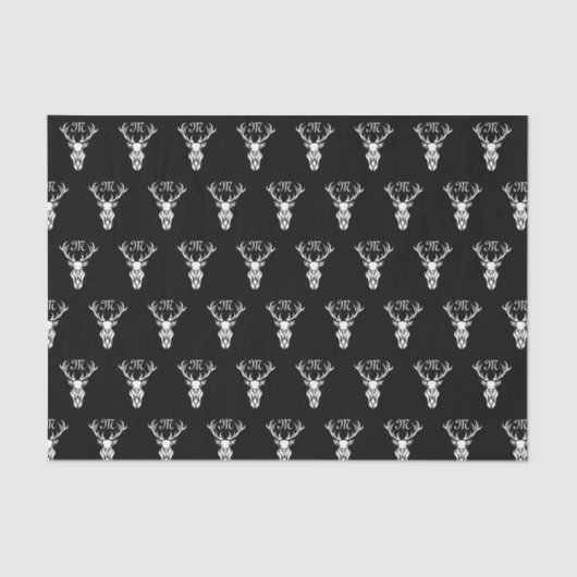 Tribal Snow Stag White Silhouette Seidenpapier (Vorderseite)