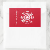 Tribal Snowflake Geometrie Weihnachtsrot Rechteckiger Aufkleber (Tasche)