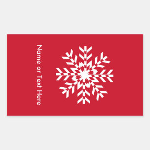 Tribal Snowflake Geometrie Weihnachtsrot Rechteckiger Aufkleber