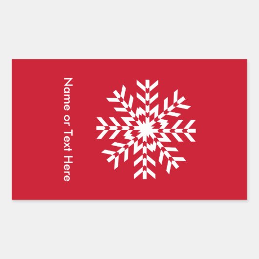 Tribal Snowflake Geometrie Weihnachtsrot Rechteckiger Aufkleber (Vorderseite)