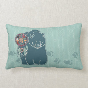 Tribal Spirit Bear mit Tracks Native American Lendenkissen