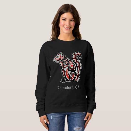 Tribal Squirrel Glendora CA PNW Native American Sweatshirt (Vorne ganz)