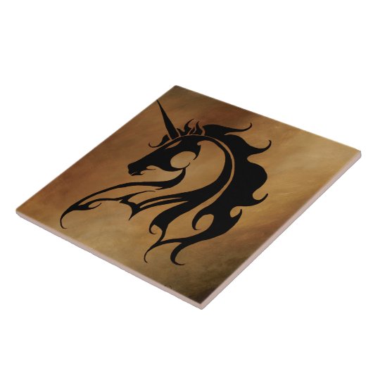 Tribal Stone Unicorn Fliese (Seite)