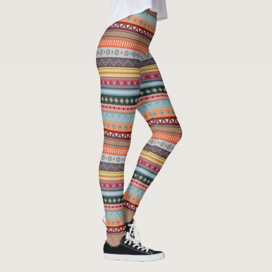 Tribal Streifen farbenfrohe geometrische Muster Le Leggings (Rechts)