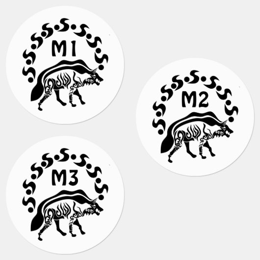 Tribal Strip Hyena Monogram Etiketten (Gruppe)