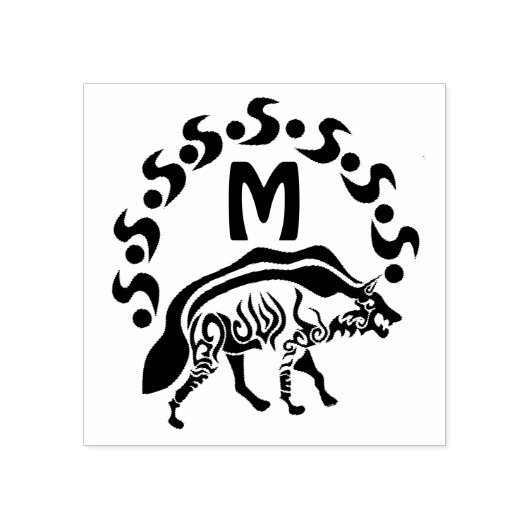 Tribal Strip Hyena Monogram Gummistempel (Prägung)