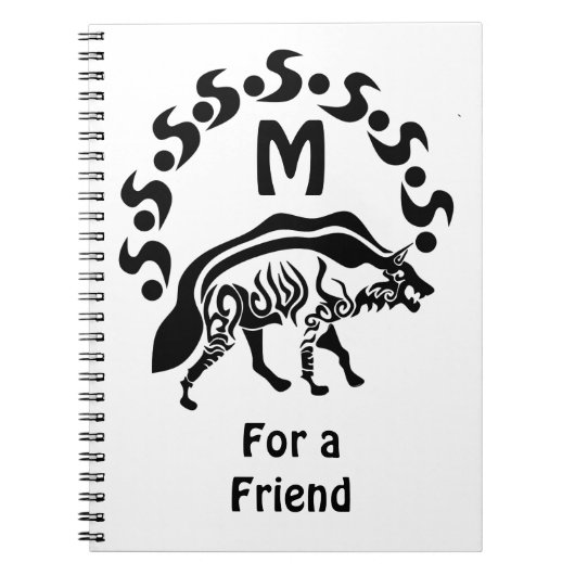 Tribal Strip Hyena Monogram Notizblock (Vorderseite)