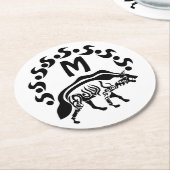 Tribal Strip Hyena Monogram Runder Pappuntersetzer (Angewinkelt)