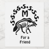Tribal Strip Hyena Monogram Weinetikett (Einzelnes Label)