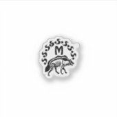 Tribal Striped Hyena Monogram Contour Aufkleber (Vorderseite)