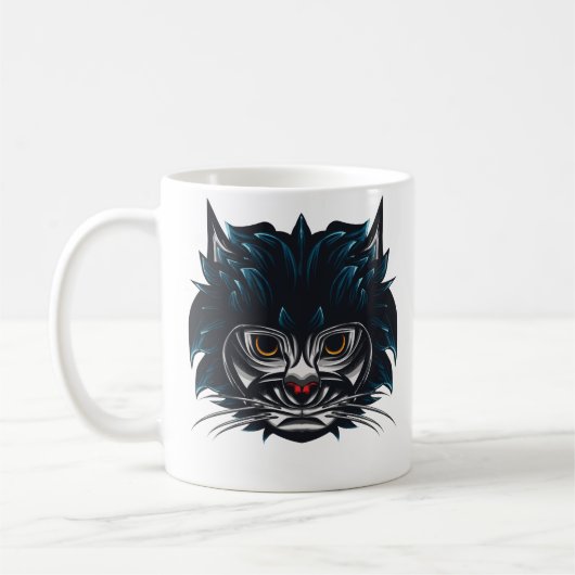 Tribal Style Angry Cat Kaffeetasse (Links)