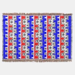 Tribal Style II - Rot, Blau, Schwarz und Weiß Decke