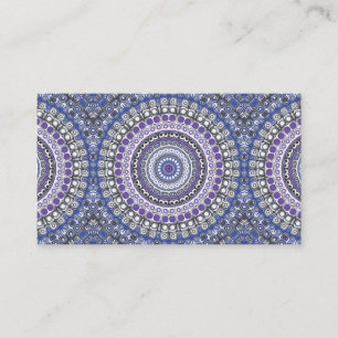 Tribal-Style-Mandala in Lila und Blau Visitenkarte