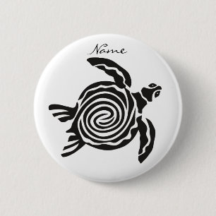 Tribal Style Turtle Thunder_Cove Button