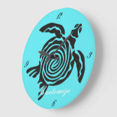 Tribal Style Turtle Thunder_Cove Große Wanduhr (Winkel)