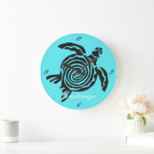 Tribal Style Turtle Thunder_Cove Große Wanduhr (Zuhause)