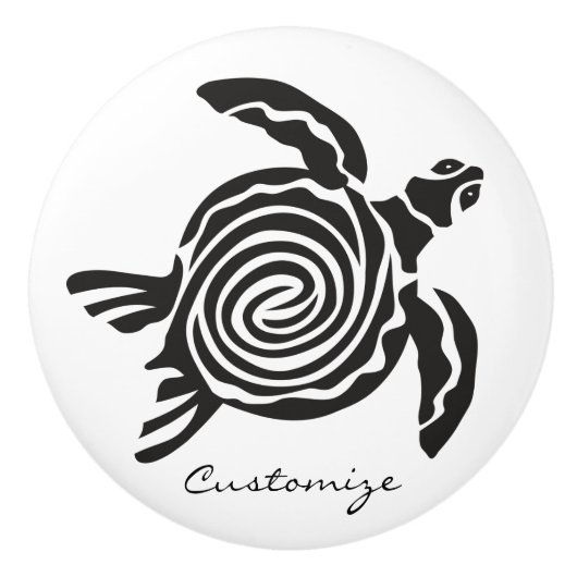 Tribal Style Turtle Thunder_Cove Keramikknauf (Vorderseite)