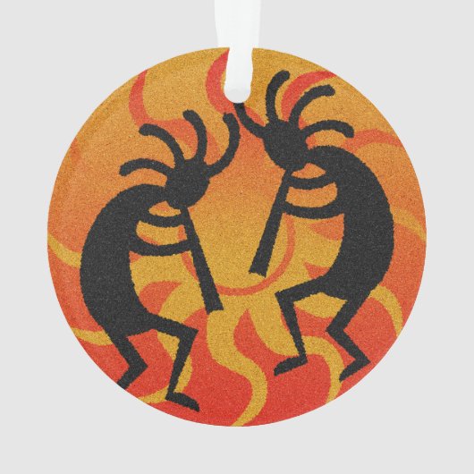 Tribal Sun Dancing Kokopelli Südwestweihnacht Ornament (Rückseite)