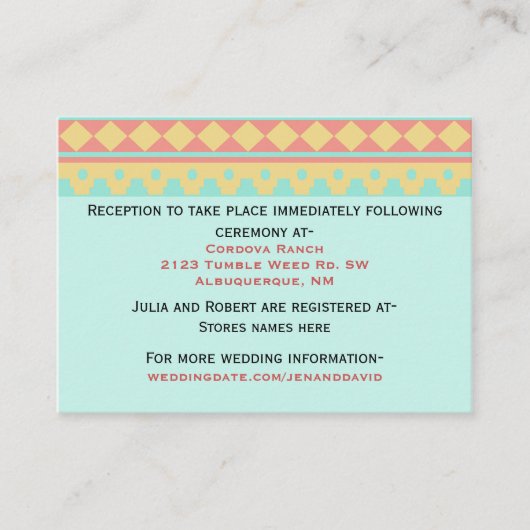 Tribal Sun Southwestern Wedding Card Begleitkarte (Vorderseite)