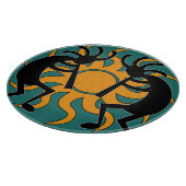 Tribal Sun Turquoise Kokopelli Südwest Schneidebrett (Ecke)