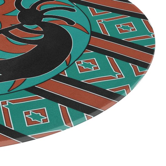 Tribal Sun Turquoise Kokopelli Südwest Schneidebrett (Ecke)