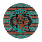 Tribal Sun Turquoise Kokopelli Südwest Schneidebrett (Vorderseite)