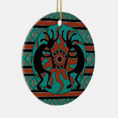 Tribal Sun Turquoise Kokopelli Südwest Weihnachten Keramikornament (Rechts)