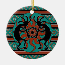 Tribal Sun Turquoise Kokopelli Südwest Weihnachten Keramikornament