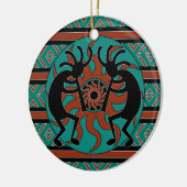 Tribal Sun Turquoise Kokopelli Südwest Weihnachten Keramikornament (Links)