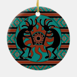 Tribal Sun Turquoise Kokopelli Südwest Weihnachten Keramikornament
