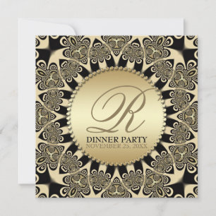Tribal Sun Vintag Golden Dinner Party Einladungen
