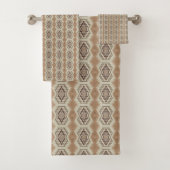 Tribal Tan Brown Muster Badhandtuch Set (Insitu)