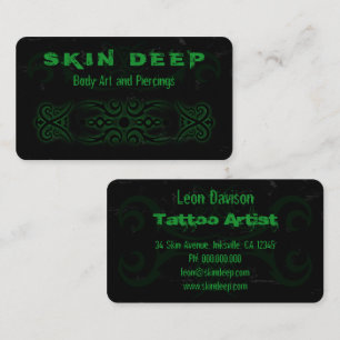 Tribal Tattoo Black and Green Business Cards Visitenkarte