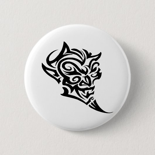 Tribal Tattoo Devil Face Satan Button (Vorderseite)