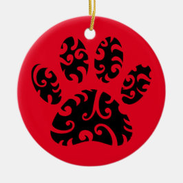 Tribal Tattoo Dog Paw Print Keramik Ornament