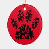 Tribal Tattoo Dog Paw Print Keramik Ornament (Links)