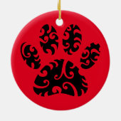 Tribal Tattoo Dog Paw Print Keramik Ornament (Hinten)
