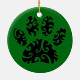 Tribal Tattoo Dog Paw Print Keramik Ornament